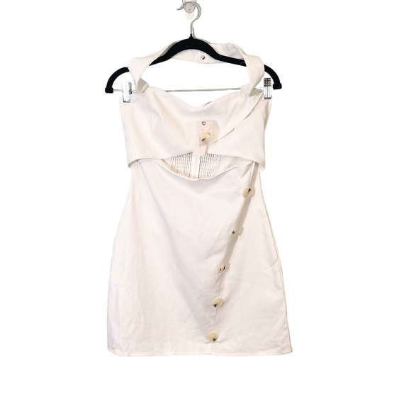 Anthropologie Mare Mare Women's White Cutout Twill Halter Mini Dress Small NWT - Picture 1 of 10